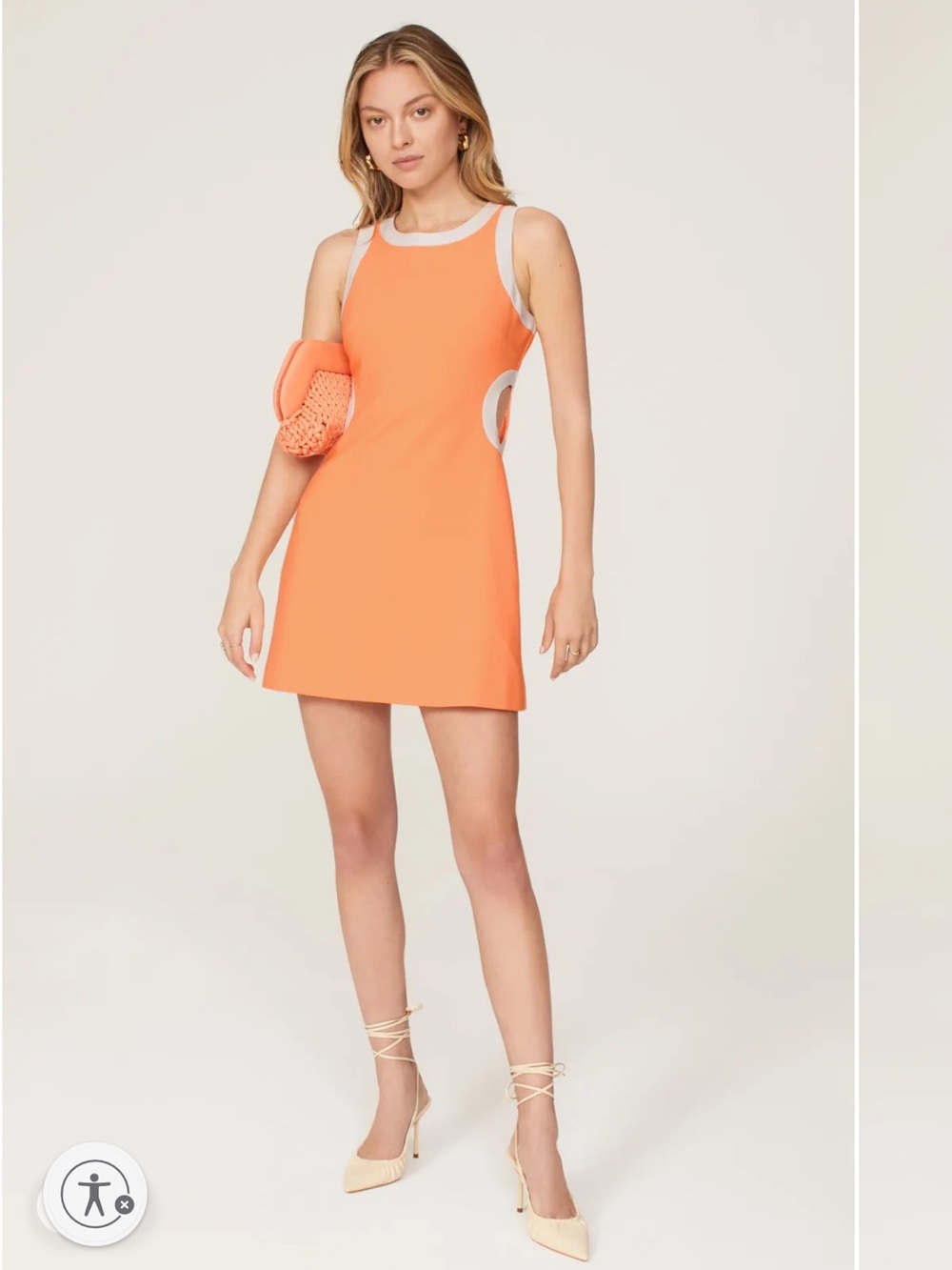 Likely Sleeveless Orange A-Line Mini Dress with Contrast Trim
